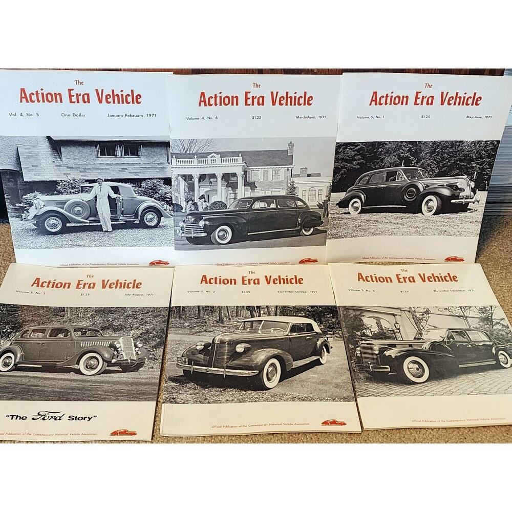 1971 The Action Era Vehicle Magazine Historical Vehicle Assoc Full Year 6 Issues